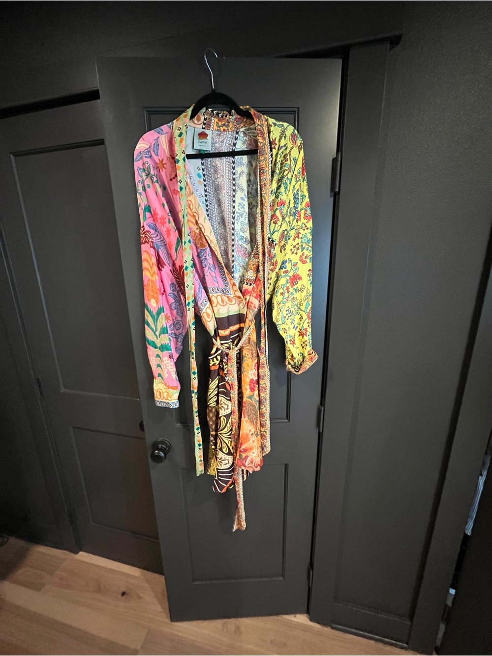 FARM Rio Multicolor Floral & Paisley Wrap Dress - Pink, Yellow, Orange, Green